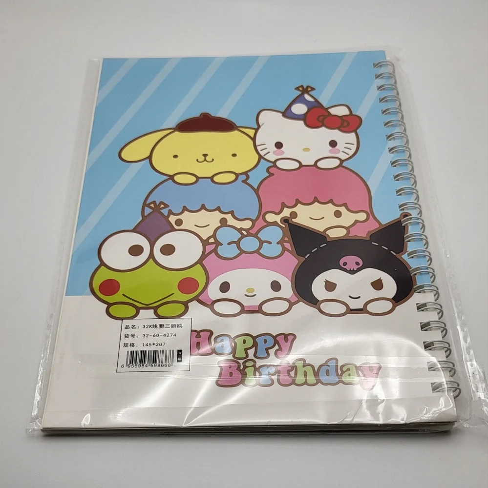 SANRIO CHARACTERS Happy Birthday Spiral Notebook NEW